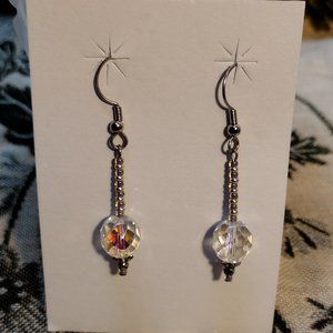 🖐 Crystal & Silver Wire Earrings
